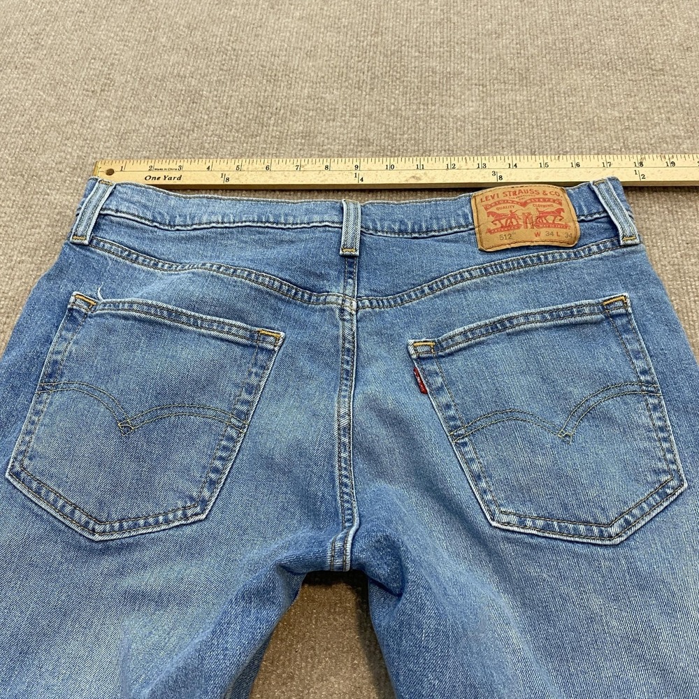 Levis 512 Jeans Mens 34x32 Blue Medium Wash Slim Tapered Stretch Denim Pants - Picture 7 of 13